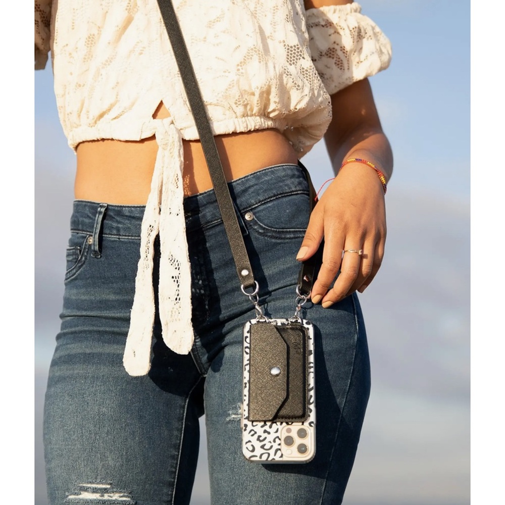 Crossbody Black Phone Pocket with Removable Strap